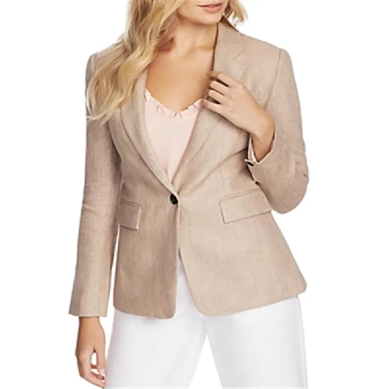 Sports Cool 1.STATE Women's One Button Linen Blazer Brown Size 12