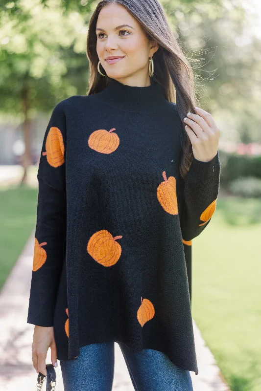 Slightly Flared Design Quick Decisions Black Pumpkin Sweater