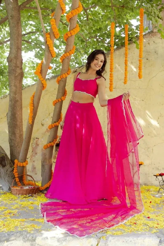 Rani Pink Simple Elegant Lehenga Ready to Wear Suit