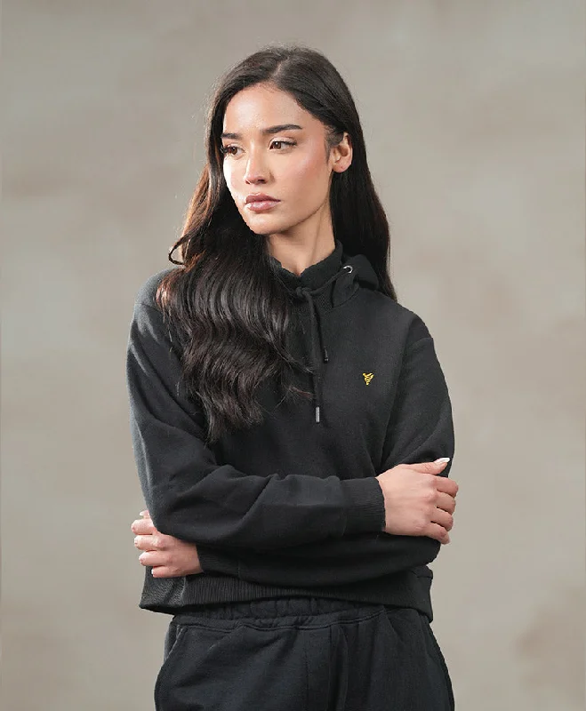 High-quality Fabrics Black Cropped Hood (Women)