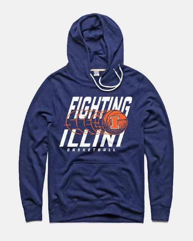 Warm Atmosphere Illinois Trailing Basketball Navy Hoodie