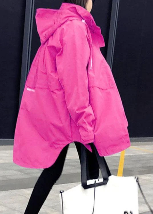 Loose Fit Unique Rose zippered asymmetrical design Regular Fall trench coats
