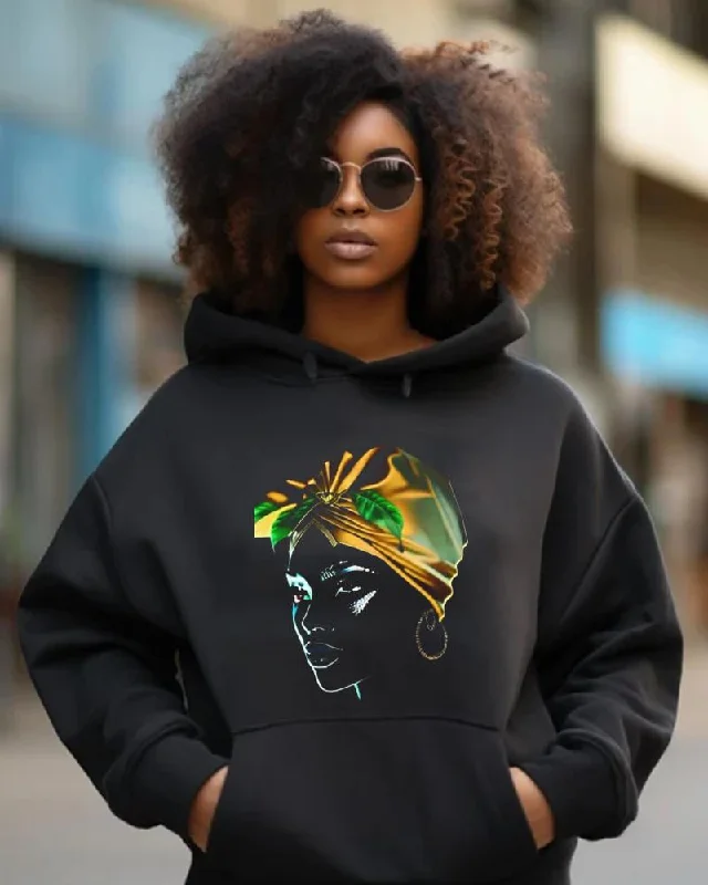 Urban Sense Black Avatar Personalized Printed Hoodie for Women