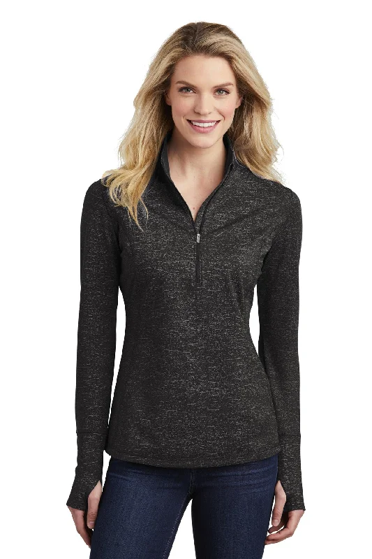 Romantic And Fresh Sport-Tek Ladies Sport-Wick Stretch Reflective Heather 1/2-Zip Pullover. LST855