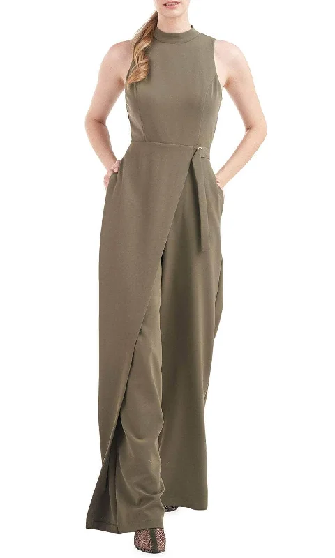 Celebrity Style Kay Unger 5648558 - Turtleneck Belted Overlay Jumpsuit