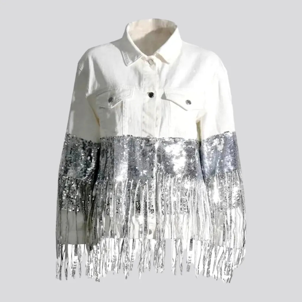 High-quality Fabrics Oversized sequin women's jeans jacket