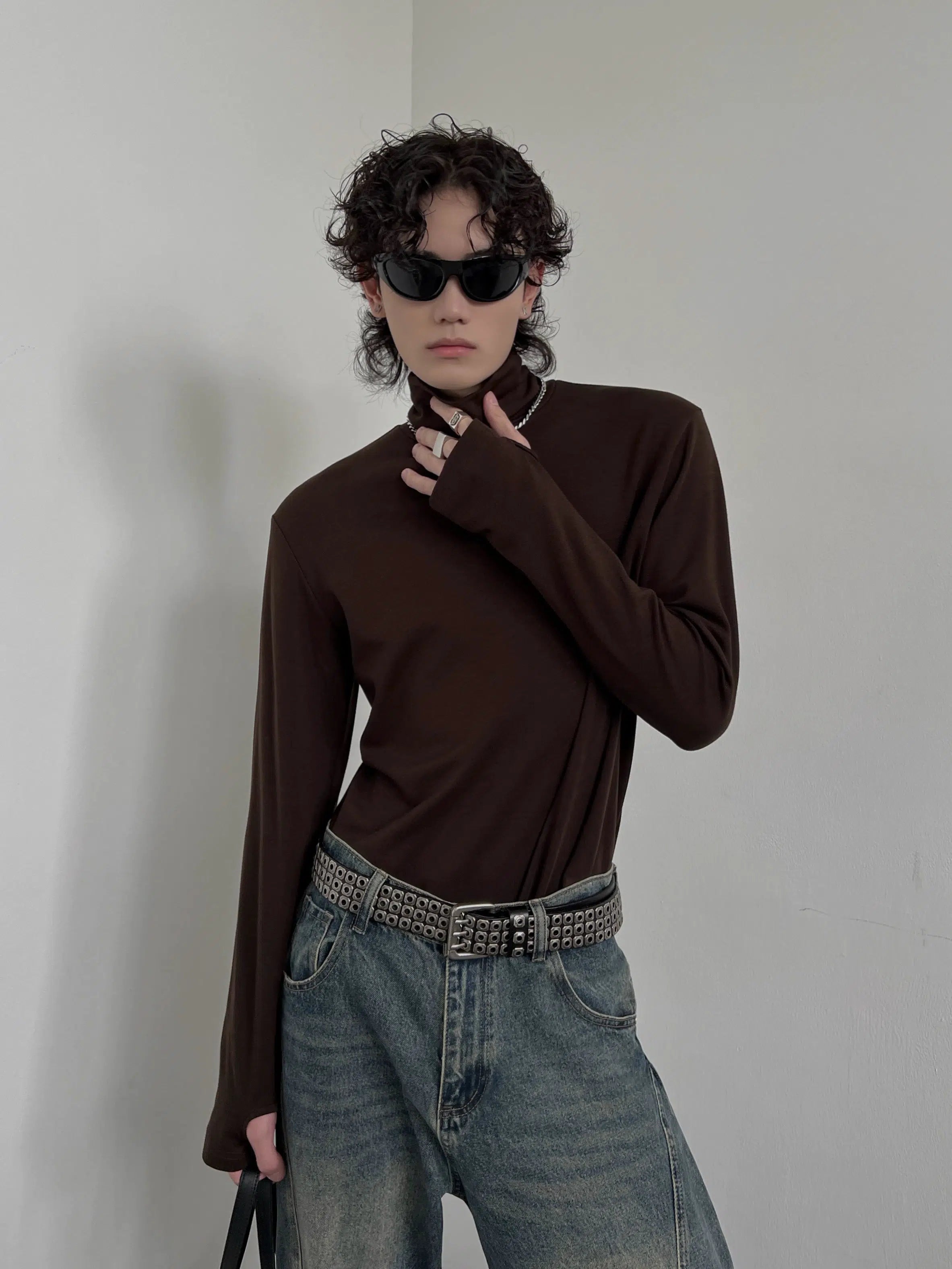 Free And Casual Slim-fit High Collar Long-Sleeve Pullover