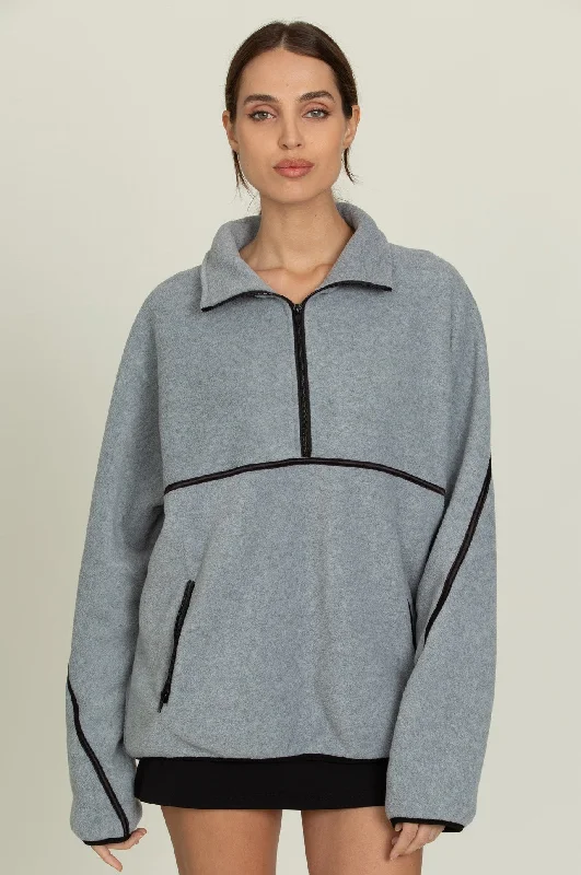 Comfortable Design Heather Grey Minimalistic Half-Zip Pullover
