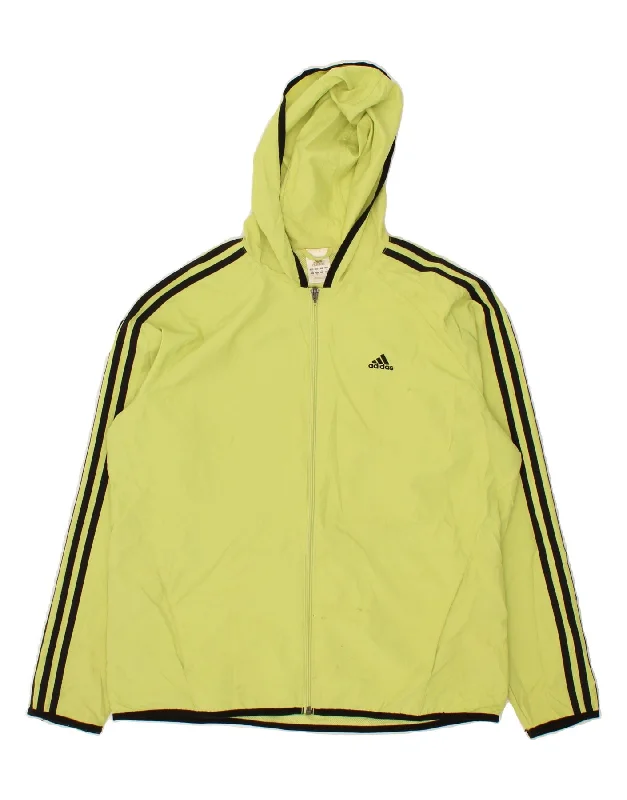 ADIDAS Womens Hooded Tracksuit Top Jacket UK 18 XL Yellow Polyester