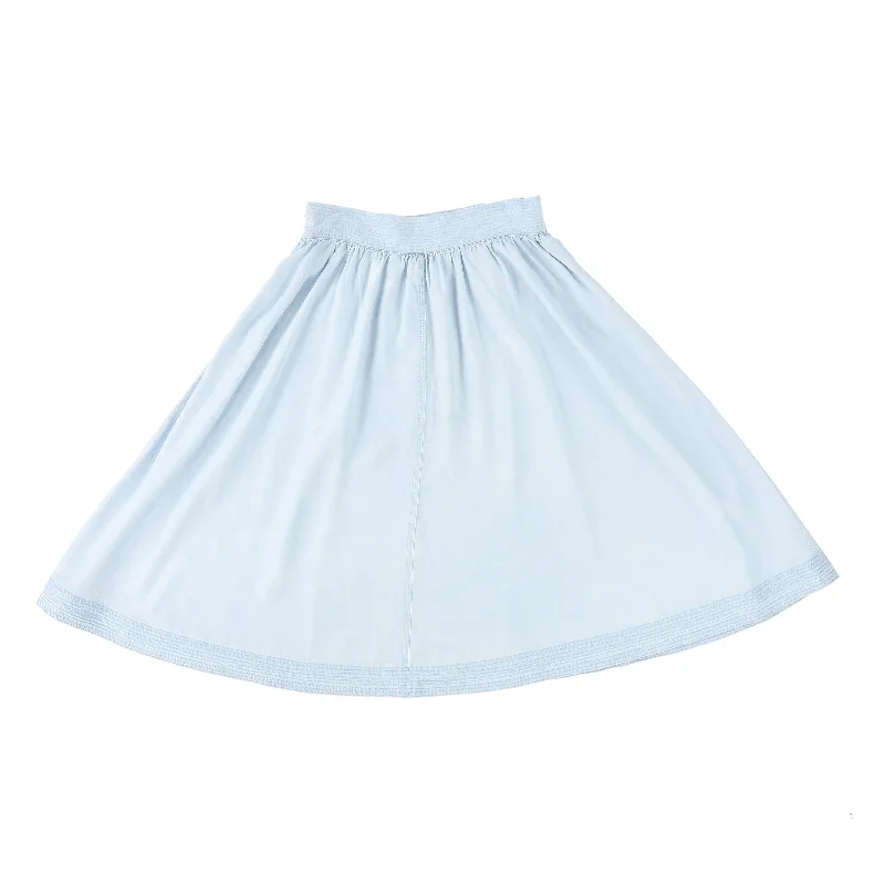 Stretch Design BACE COLLECTION LIGHT BLUE DENIM STITCH DETAIL SKIRT [FINAL SALE]