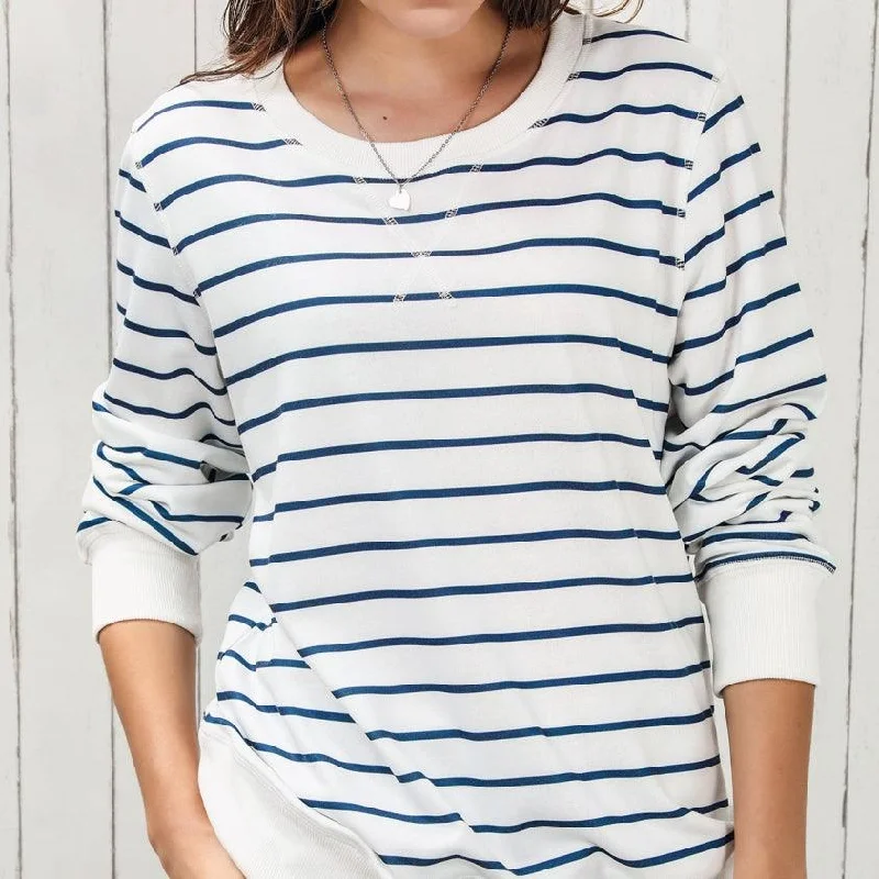 Striped Knitted Long-sleeved Round-neck Pullover