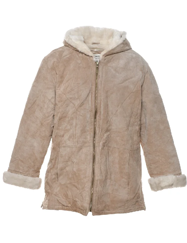 Knowledge And Elegance St John's Bay Light Brown & Off-White Suede Jacket - L