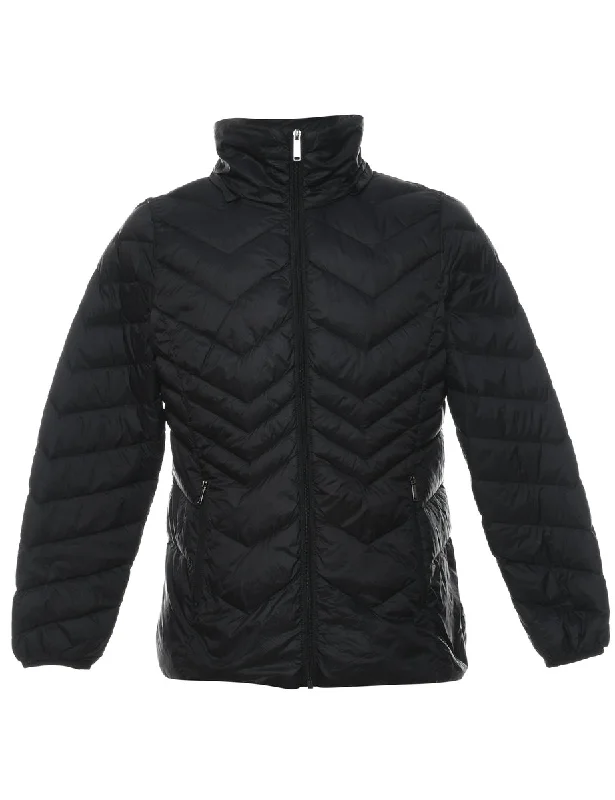 Designer Style Black Classic Puffer Jacket - L
