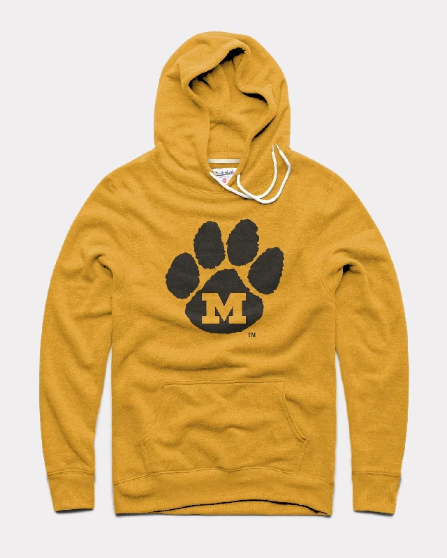 Nightclub Style Mizzou Paw Print Gold Hoodie