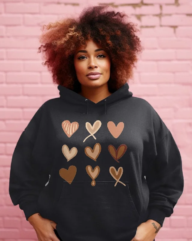 College Style Melanin Heart Long Sleeves Hoodie