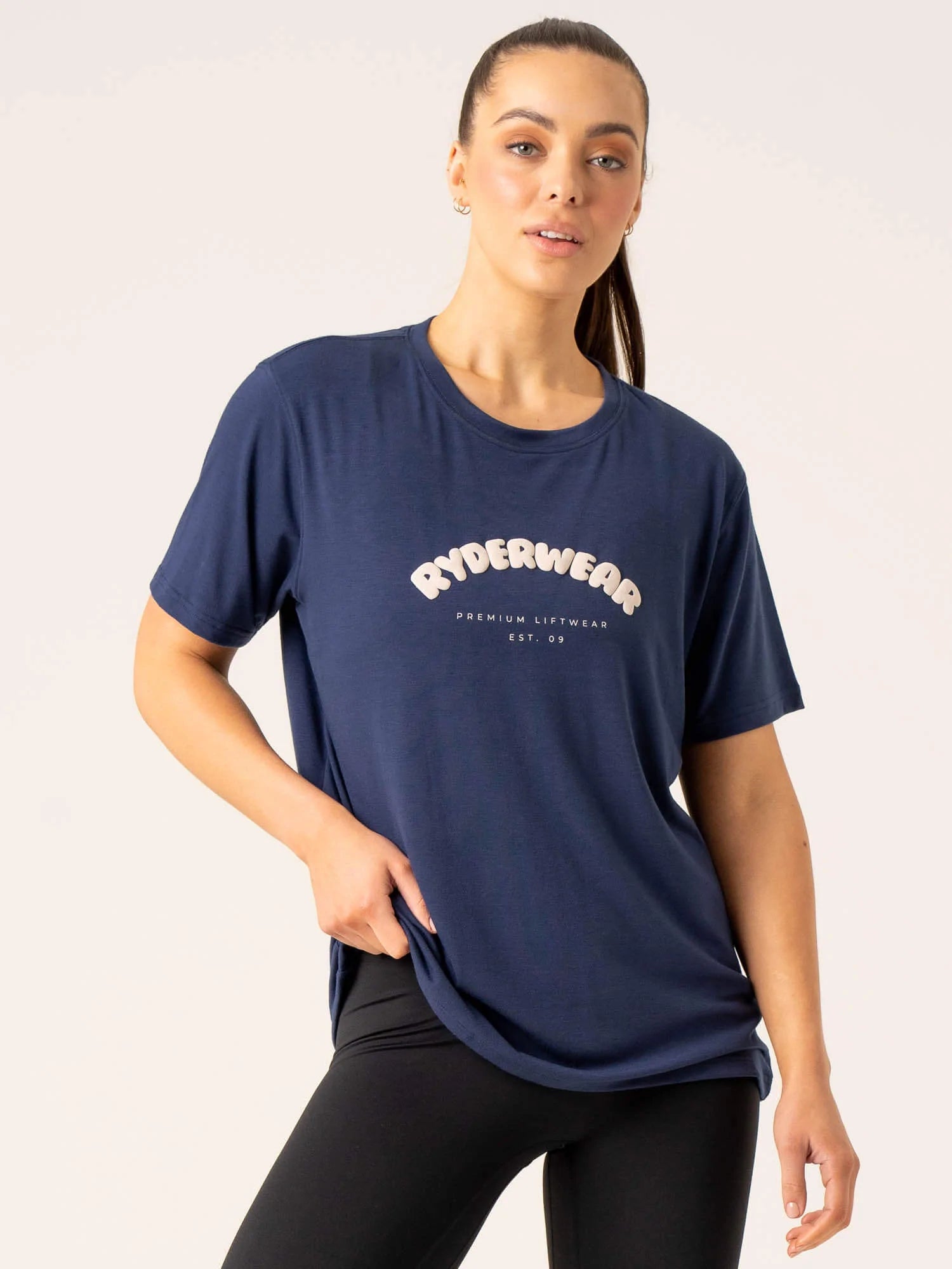 Sports Design Off Side Longline T-Shirt - Navy