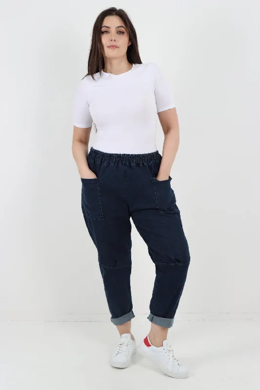 Slim Fit High Rise Front Pocket Denim Trouser