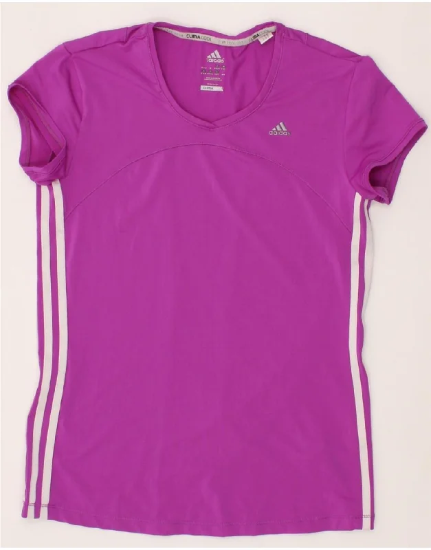 Design And Tailoring ADIDAS Womens Climacool T-Shirt Top UK 12/14 Medium Purple Polyester