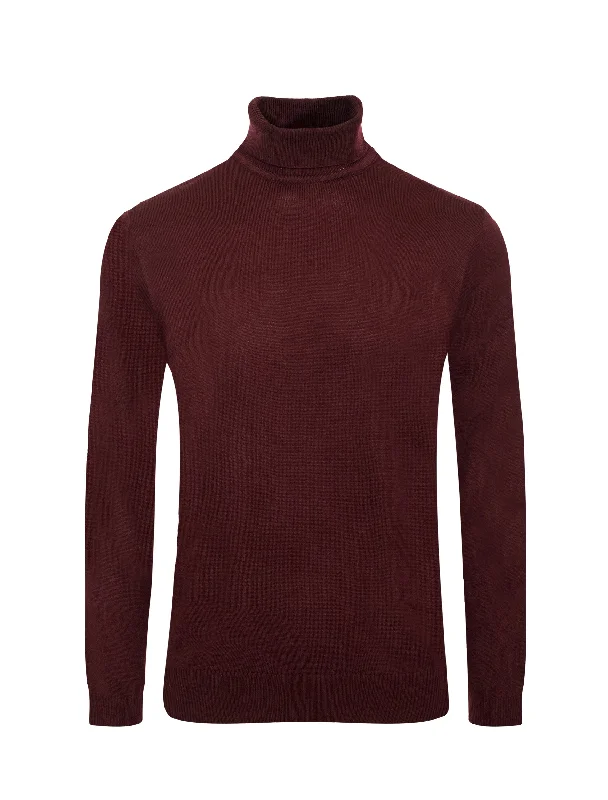 Lazy Style Turtle Neck sweater in Burgundy  T1100