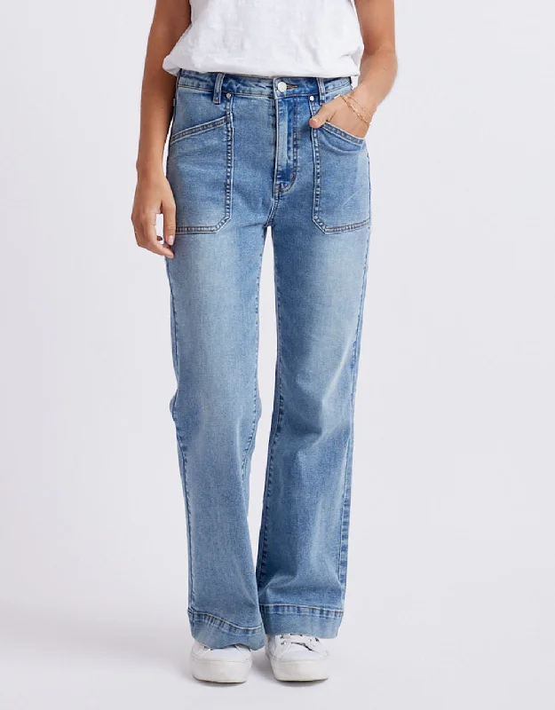 Casual Style Jayne Wide Leg Jean - Vintage Blue