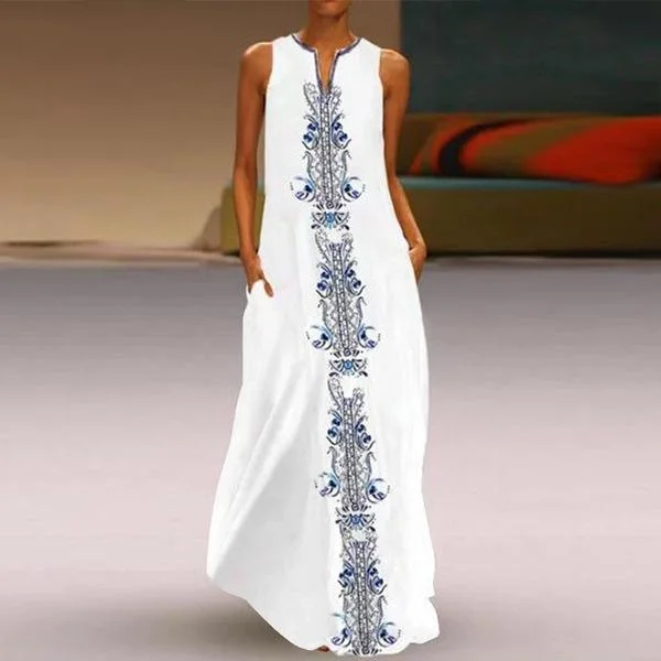 Cool Breeze At Night Summer Plus Size Pocket Vintage Dresses