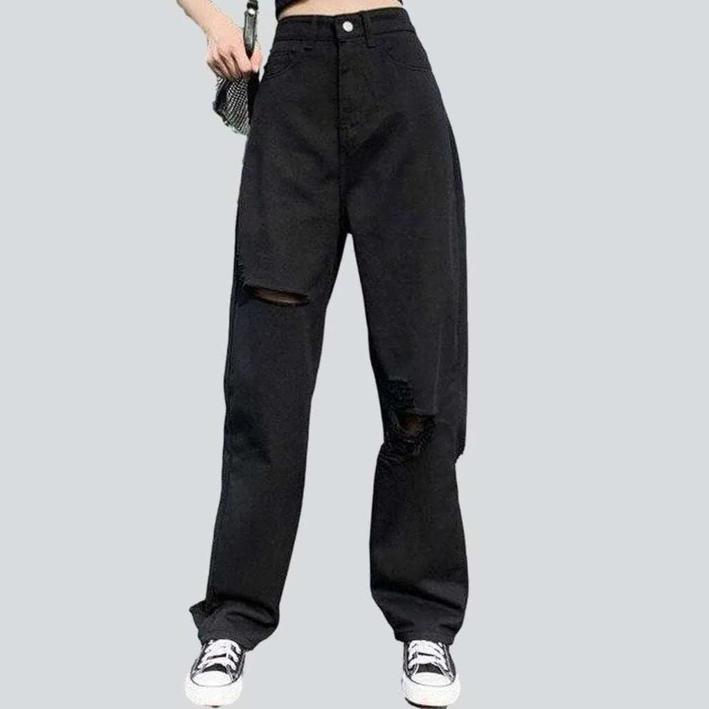 Warm And Comfortable Black loose jeans for women