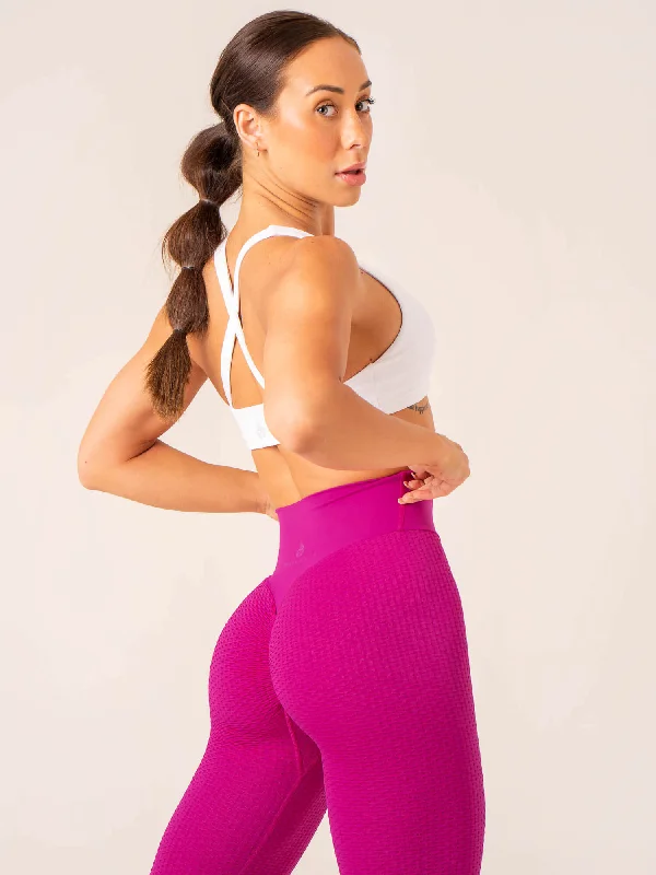 Comfortable And Casual Honeycomb Scrunch Seamless Leggings - Fuchsia