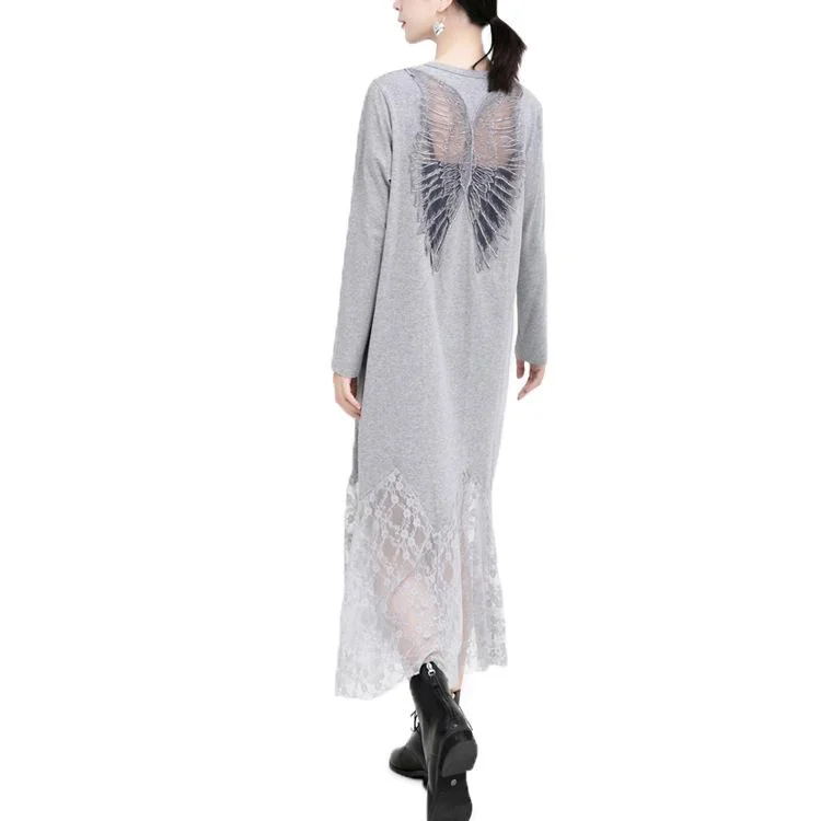 Women Angel Wings Lace Long Dresses