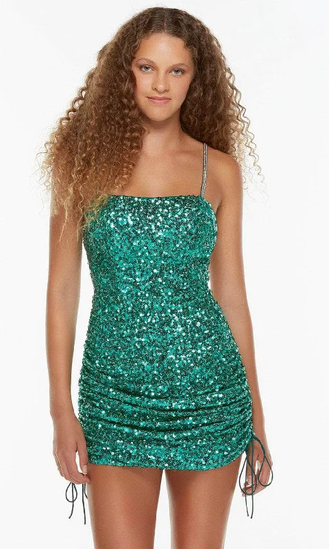 Alyce Paris 4544 - Beaded Strap Ruched Cocktail Dress