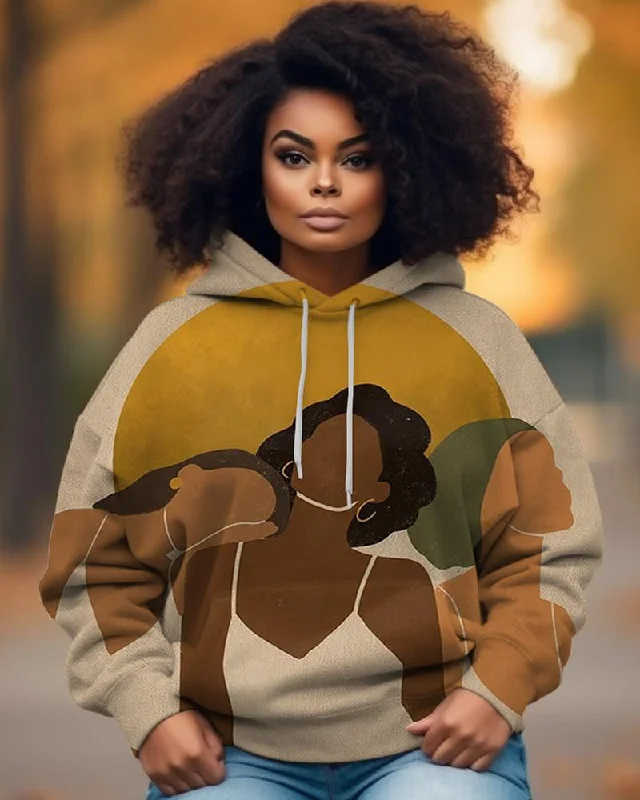 Exquisite Fabrics Black Girl Minimalist Printed Women's Hoodie
