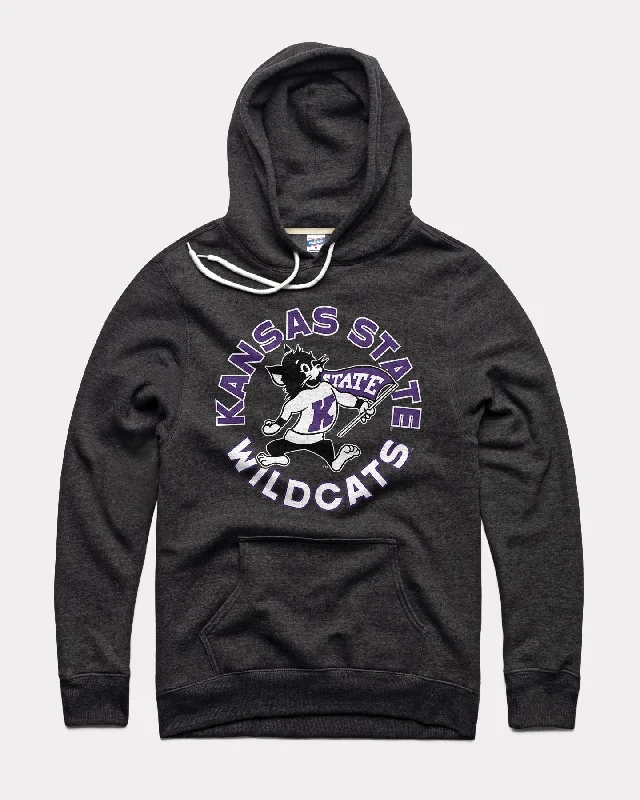 Lazy Style K-State Wildcats Mascot Circle Black Hoodie