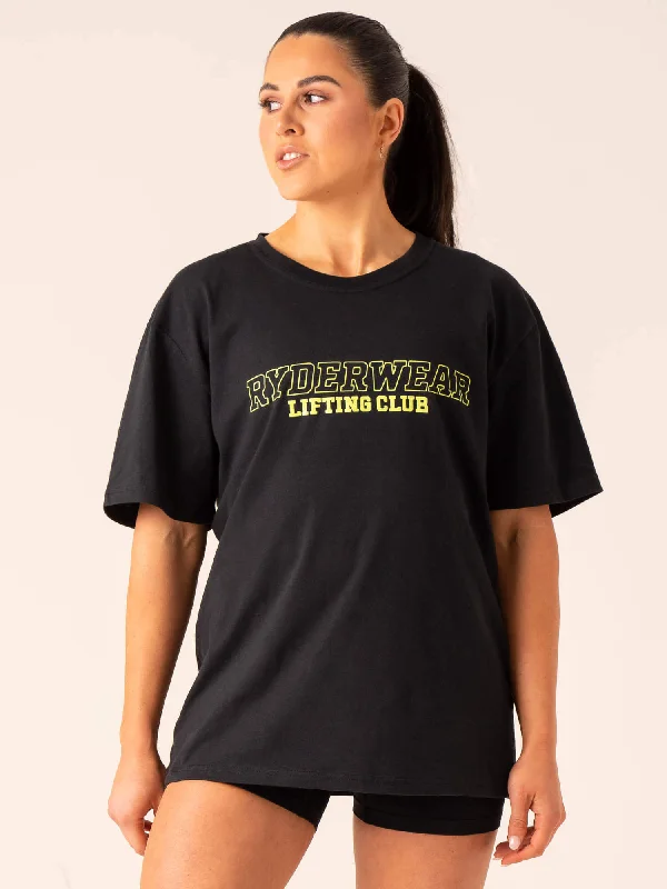 Relaxed And Casual Lifting Club T-Shirt - Black