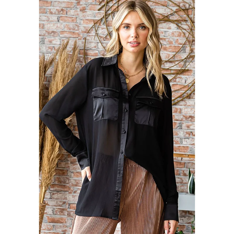 Light And Breathable Women's Black Sheer Long Sleeve