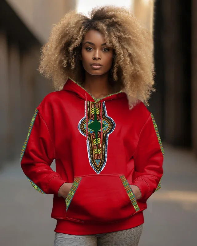 Comfortable Design Ankara Splicing Print Long Sleeve Hoodie