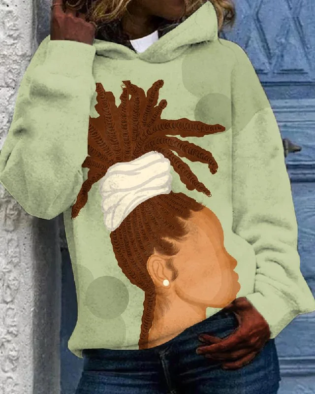Comfortable And Versatile Curvy African American Women Illustration Long-sleeved Hoodie