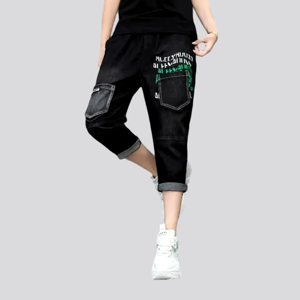 Bottom And Versatile High-waist black denim pants for women