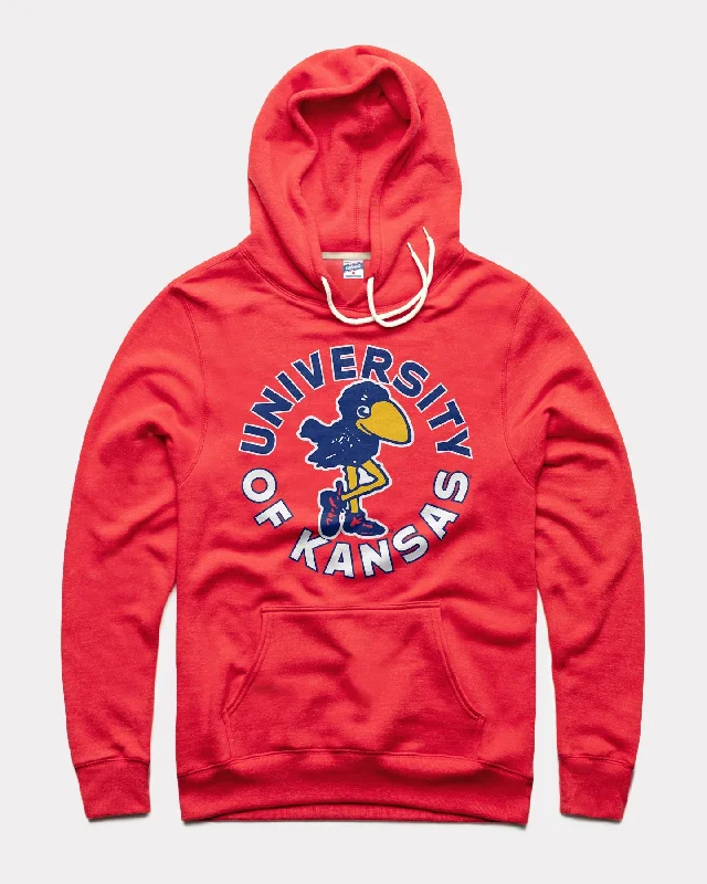 Warm Atmosphere Kansas Jayhawks Circle Mascot Red Hoodie