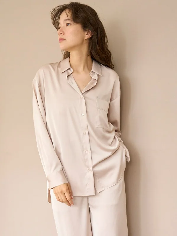 Soft Satin Long Sleeve Sleep Shirt