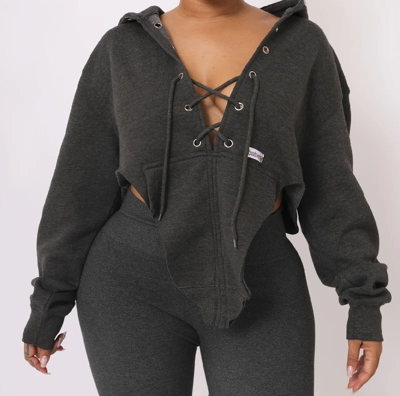 Classic Style Corset LA Winter Hoodie (charcoal)