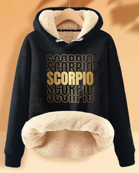 Slightly Flared Design Stacked Scorpio Zodiac Long-sleeved Hoodie