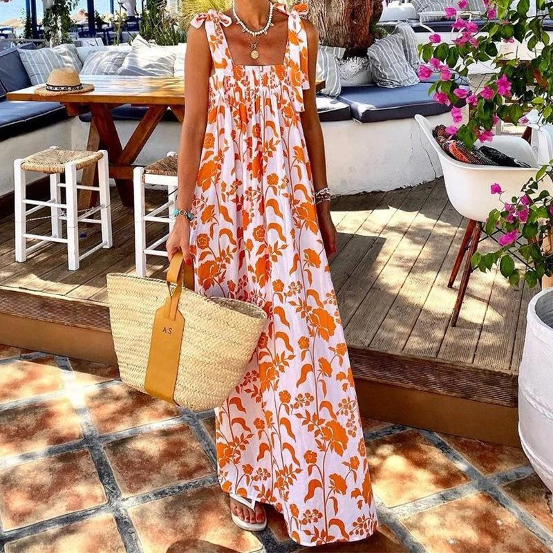 Stunning Fashion Summer Straps Holiday Long Dresses