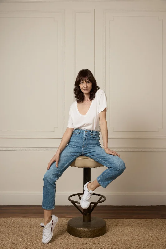 Playful Style Edwina The Cropped Peg Leg | Dirty Girl [Blue]