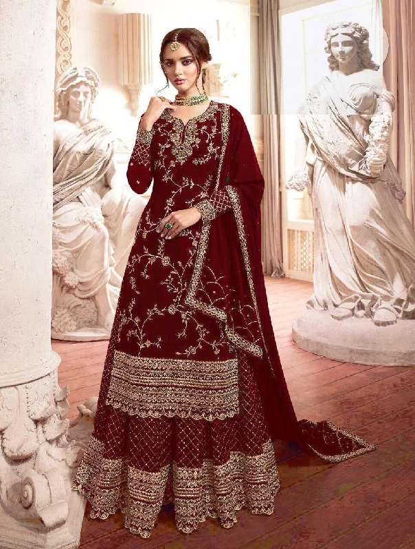 Maroon LT 4902 Heavy Georgette Sharara Suit