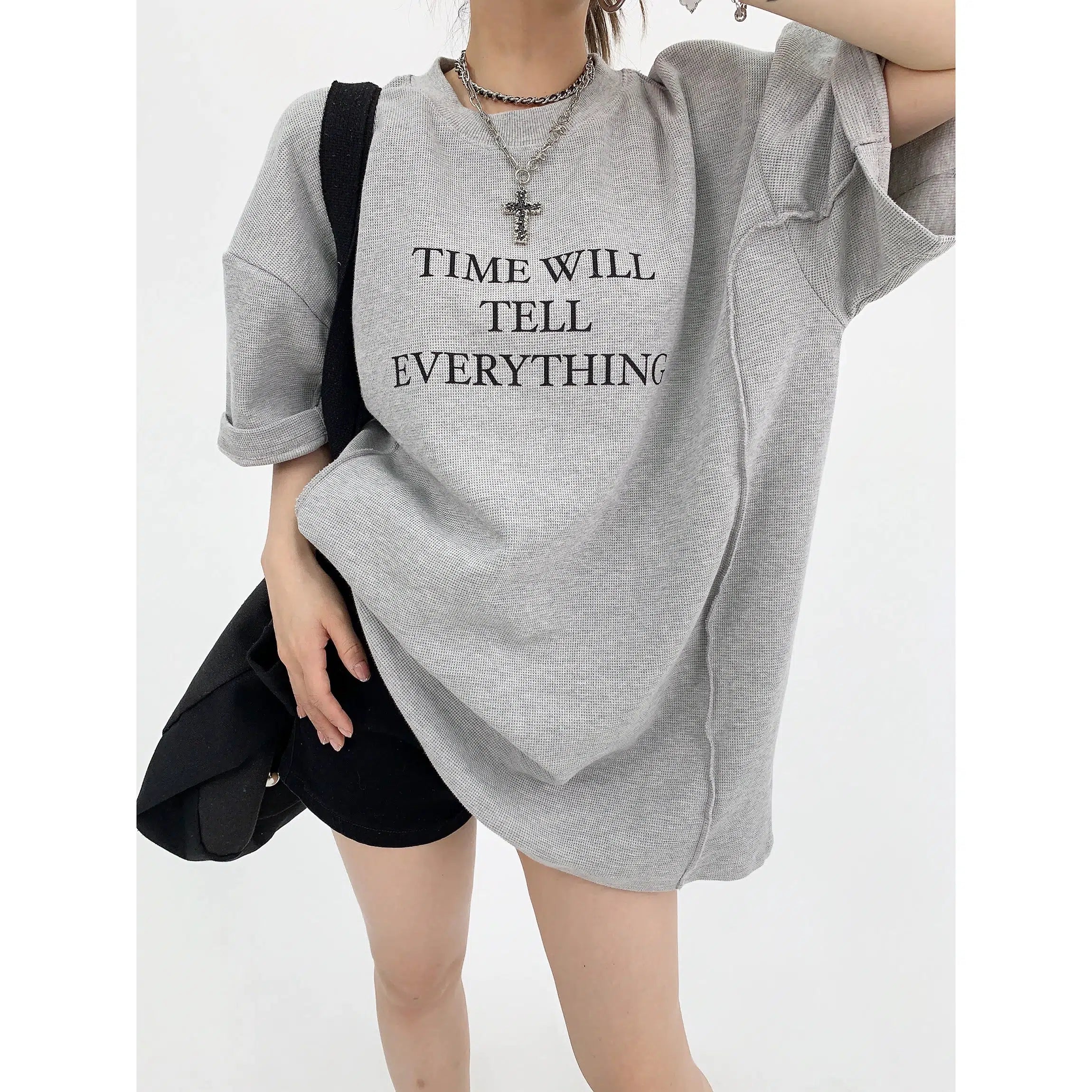 Oversized Graphic Turtleneck Top