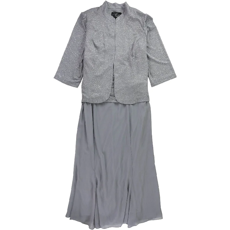 Celebrity Style Alex Evenings Womens Metallic Bodice Dress Suit