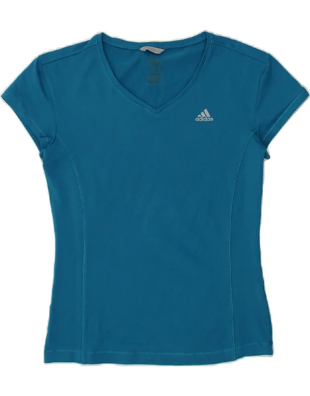 Relaxed And Casual ADIDAS Womens Climalite T-Shirt Top UK 12 Medium Blue Polyester