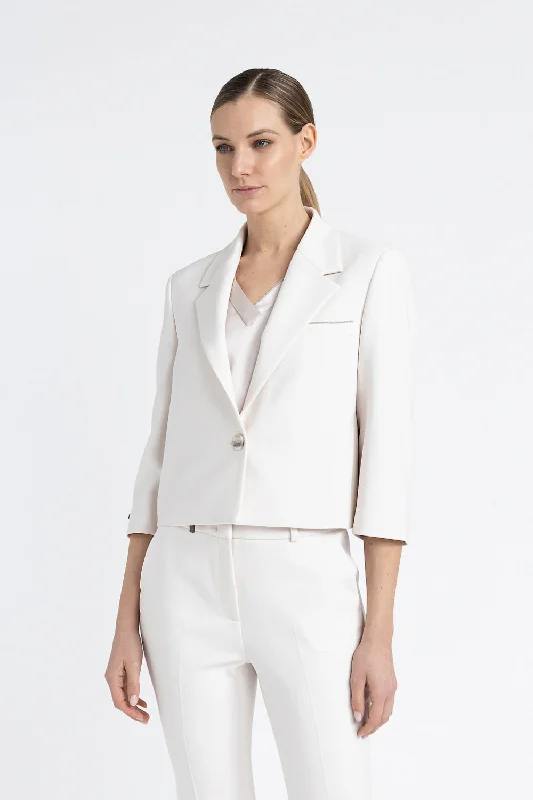 Sports Design Single-breasted crop blazer in a viscose-cotton blend fabric
