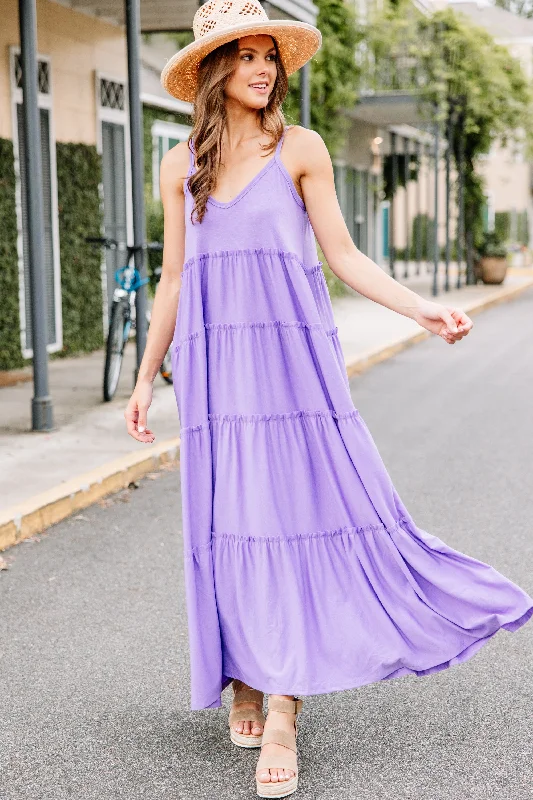 Let's Find Out Lavender Purple Tiered Maxi Dress