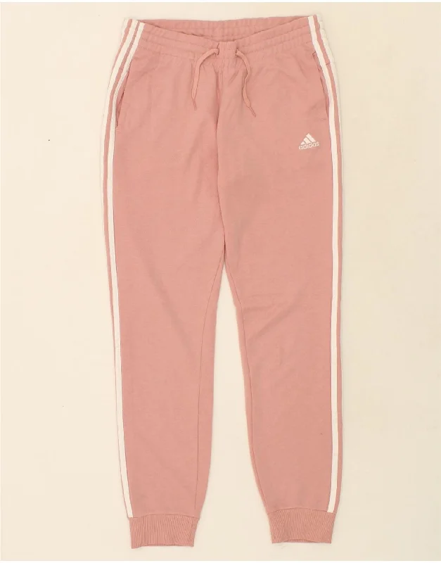 ADIDAS Womens Tracksuit Trousers Joggers UK 12/14 Medium  Pink Cotton