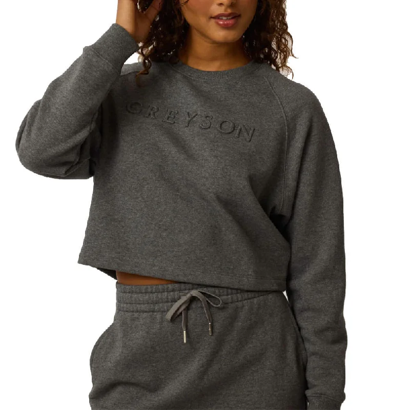 Free And Casual Greyson Aspen Cropped Crewneck Golf Sweater Smoke Heather - FA24 Women